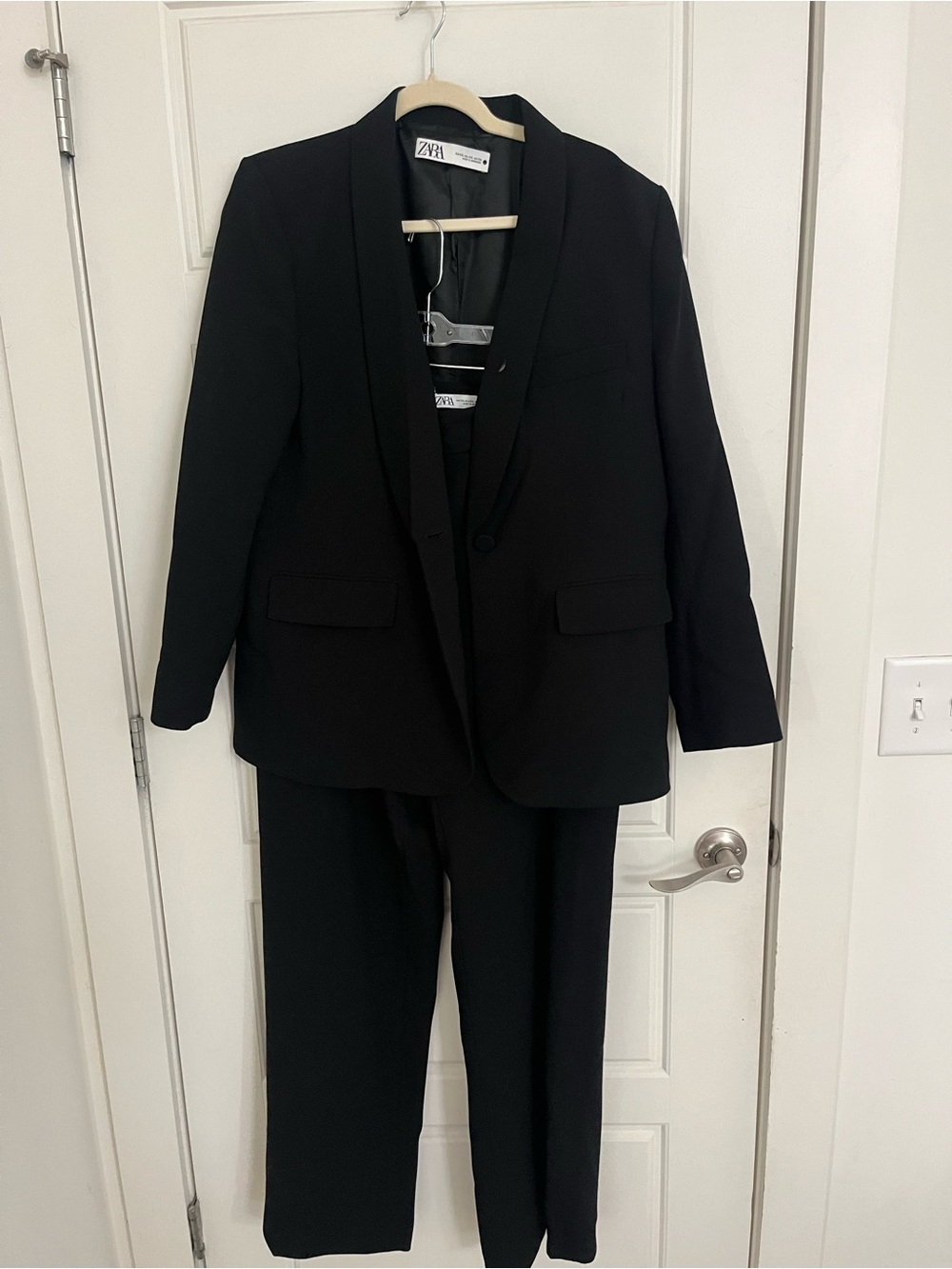 Zara Women Black Two-Piece Suit Jacket & Trousers